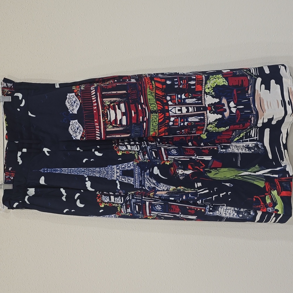 Her Destiny Paris French Print Navy Maxi Skirt Sz XL - Picture 2 of 8